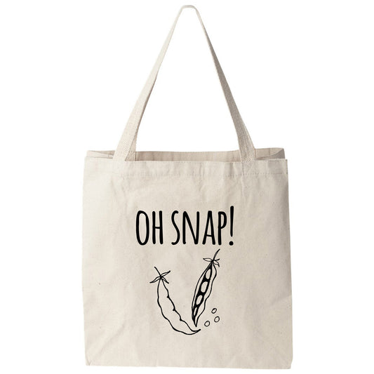 a tote bag with the words oh snap on it