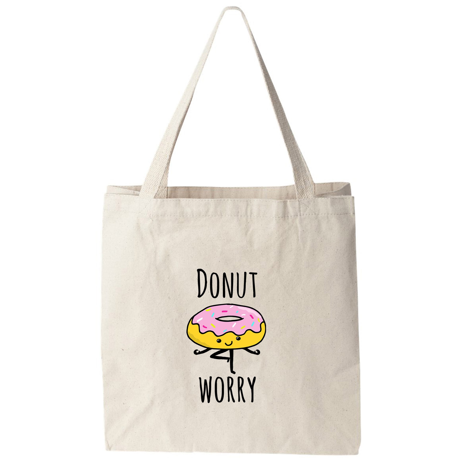a tote bag with a donut worry on it