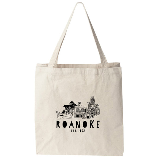 a tote bag with a picture of a building