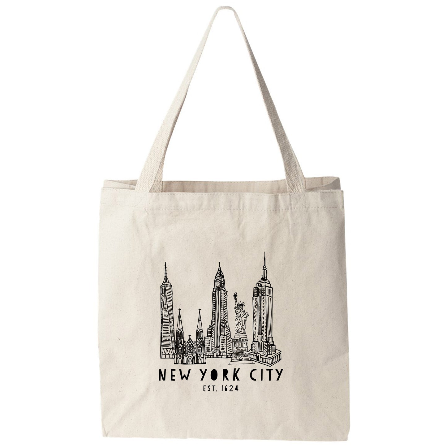 a new york city tote bag on a white background