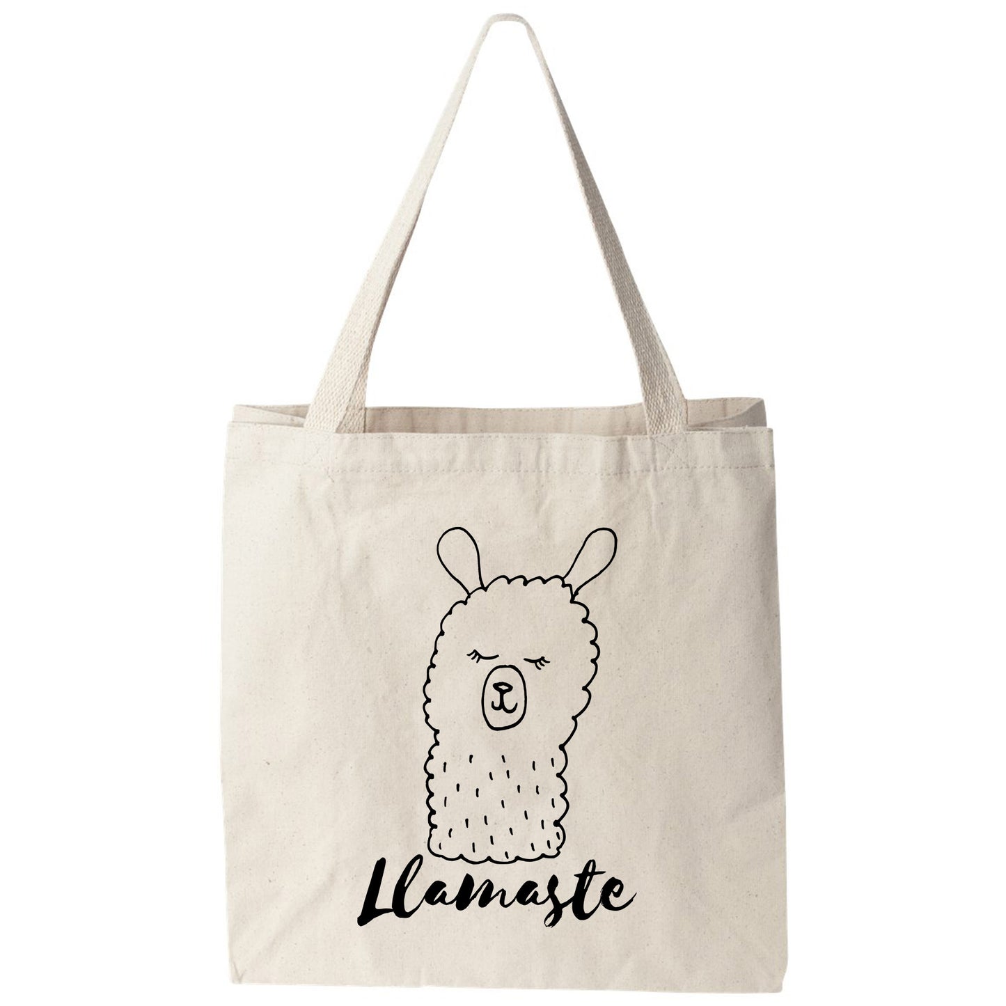 a tote bag with a cartoon llamate on it