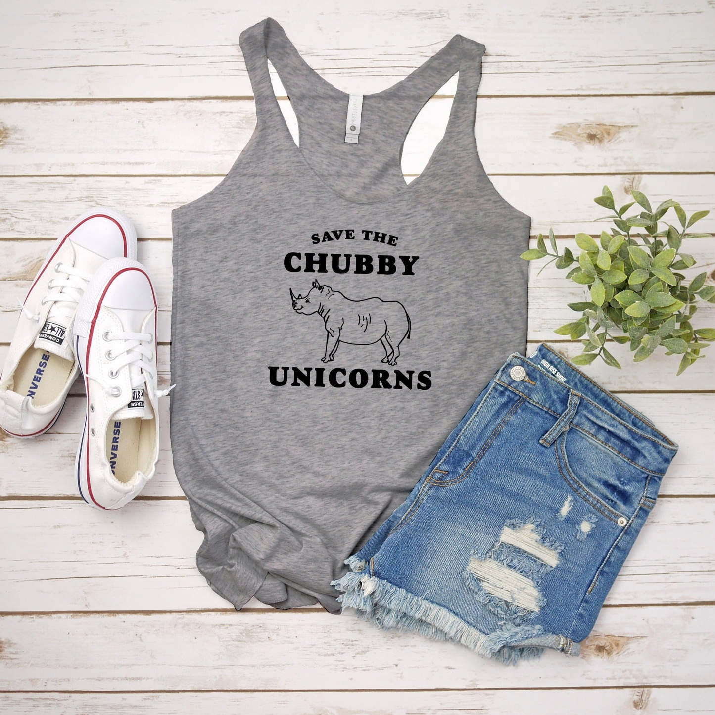 a tank top that says save the chubby unicorns