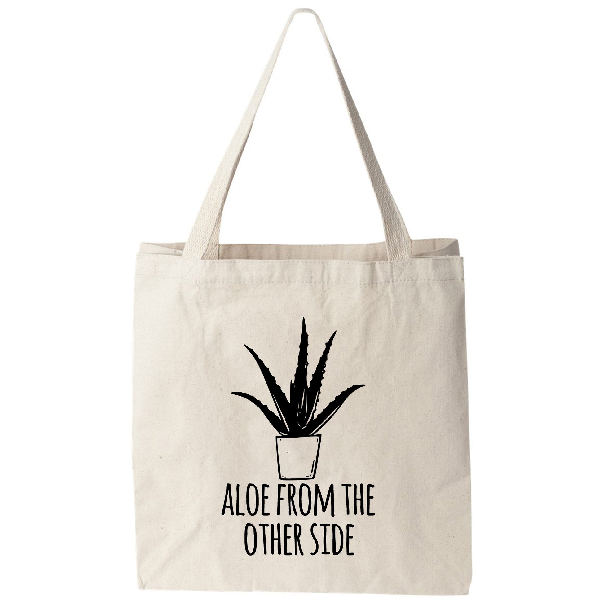 a tote bag with an aloe from the other side printed on it