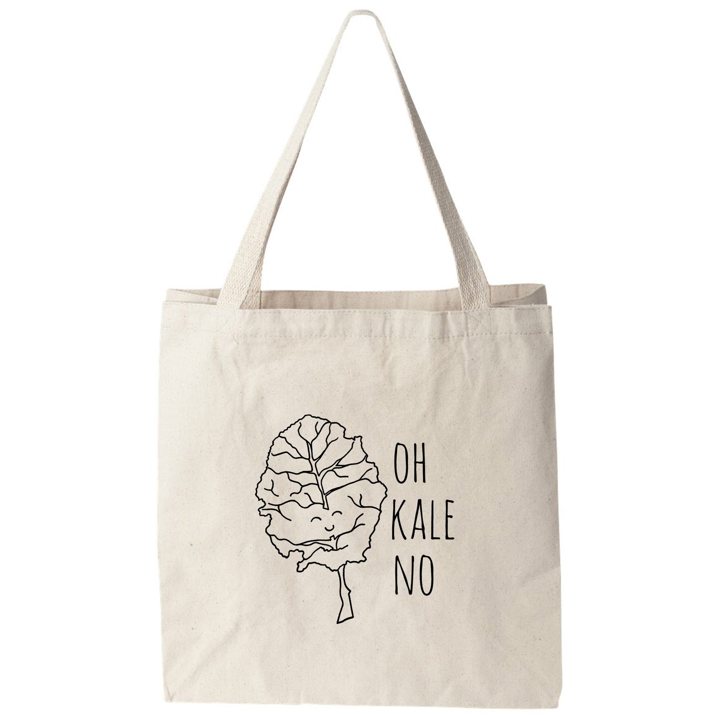 a tote bag that says oh kale no