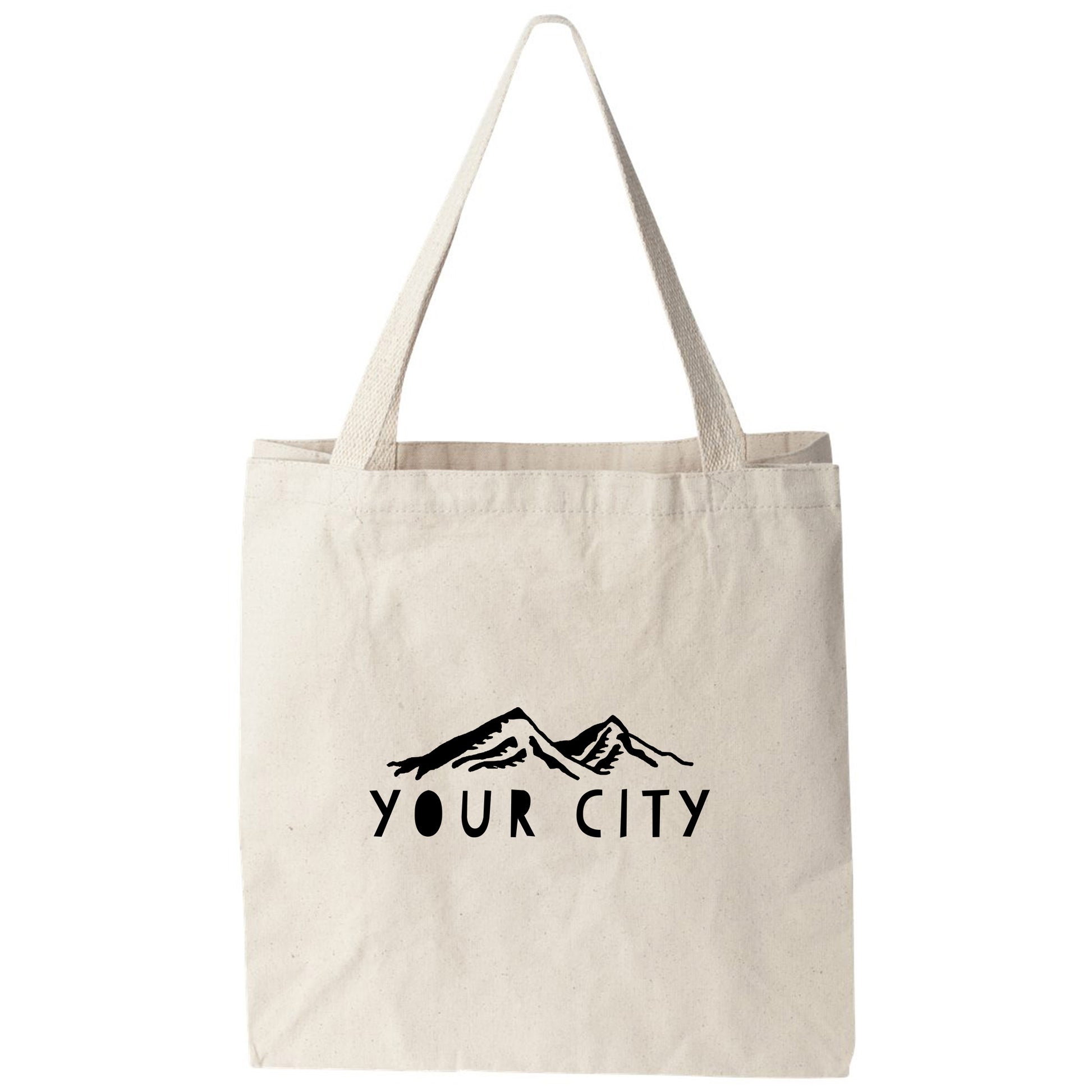 a tote bag with the words your city printed on it