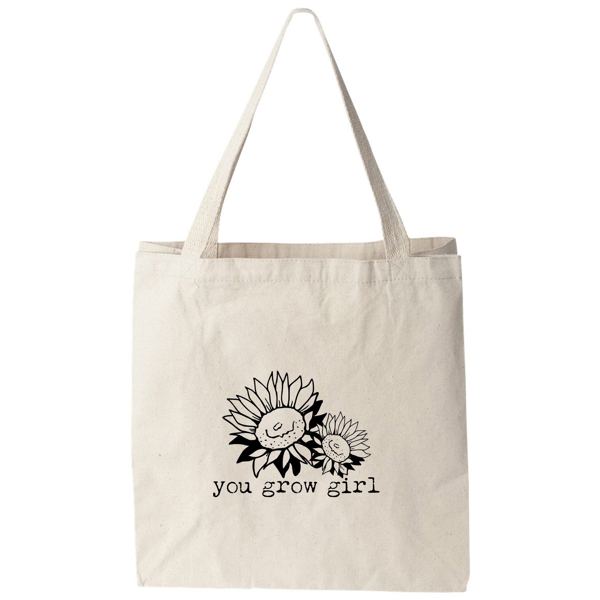 a tote bag with a sunflower on it