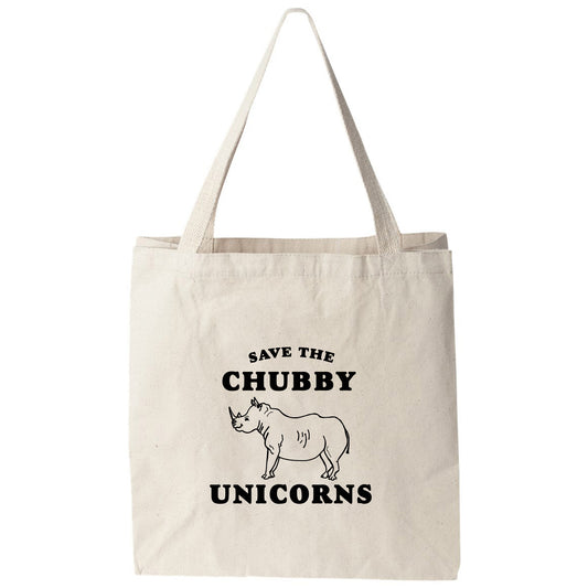 a tote bag that says save the chubby unicorns