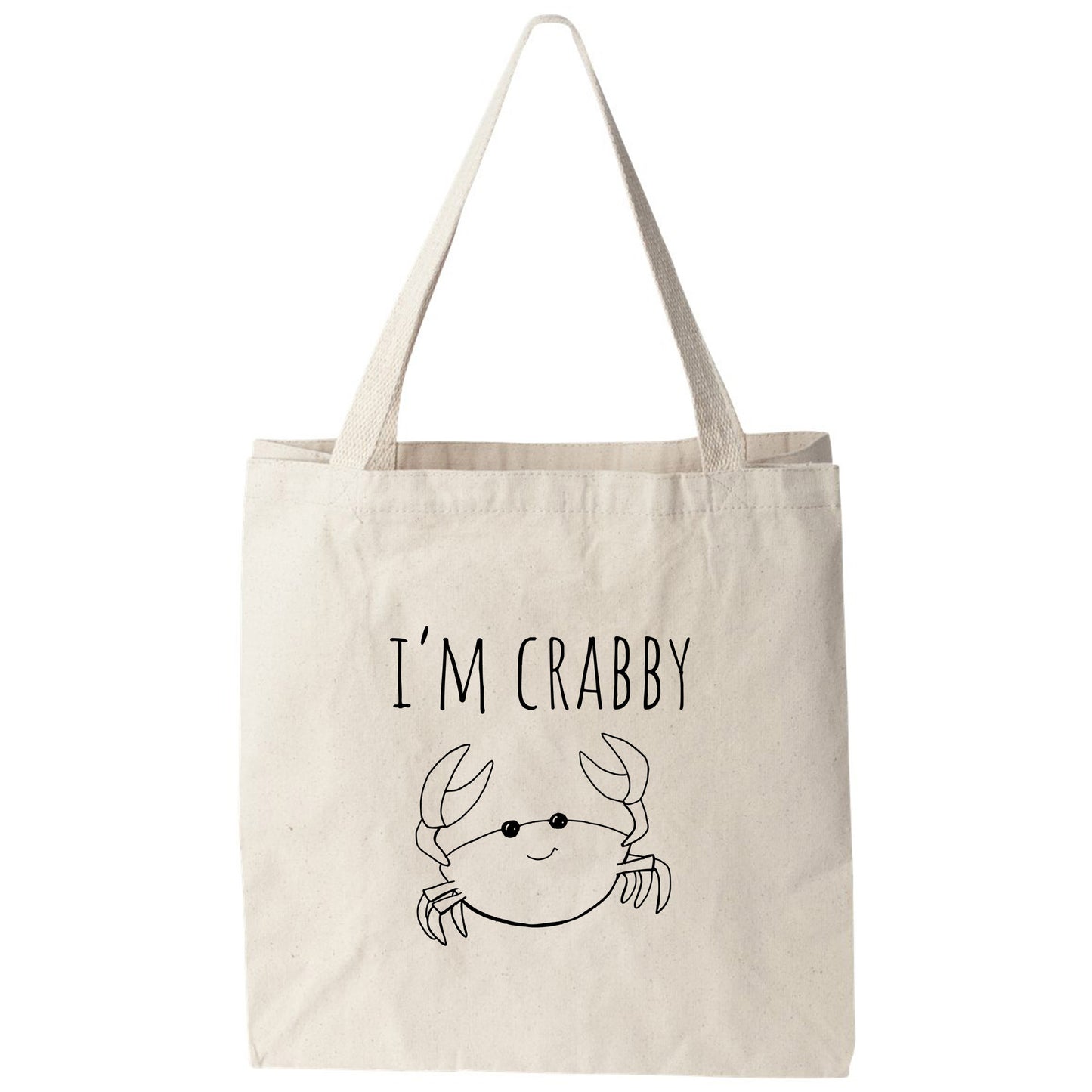 a tote bag that says i'm crabby