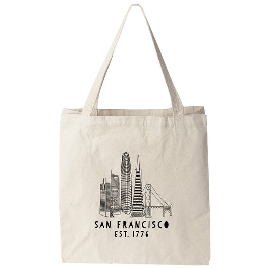 a san francisco tote bag on a white background