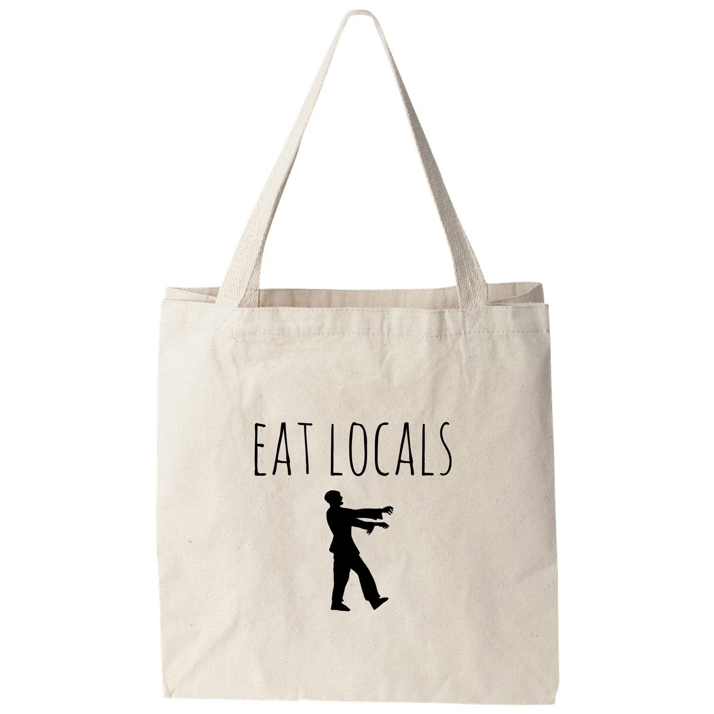 a tote bag with a silhouette of a man holding a gun