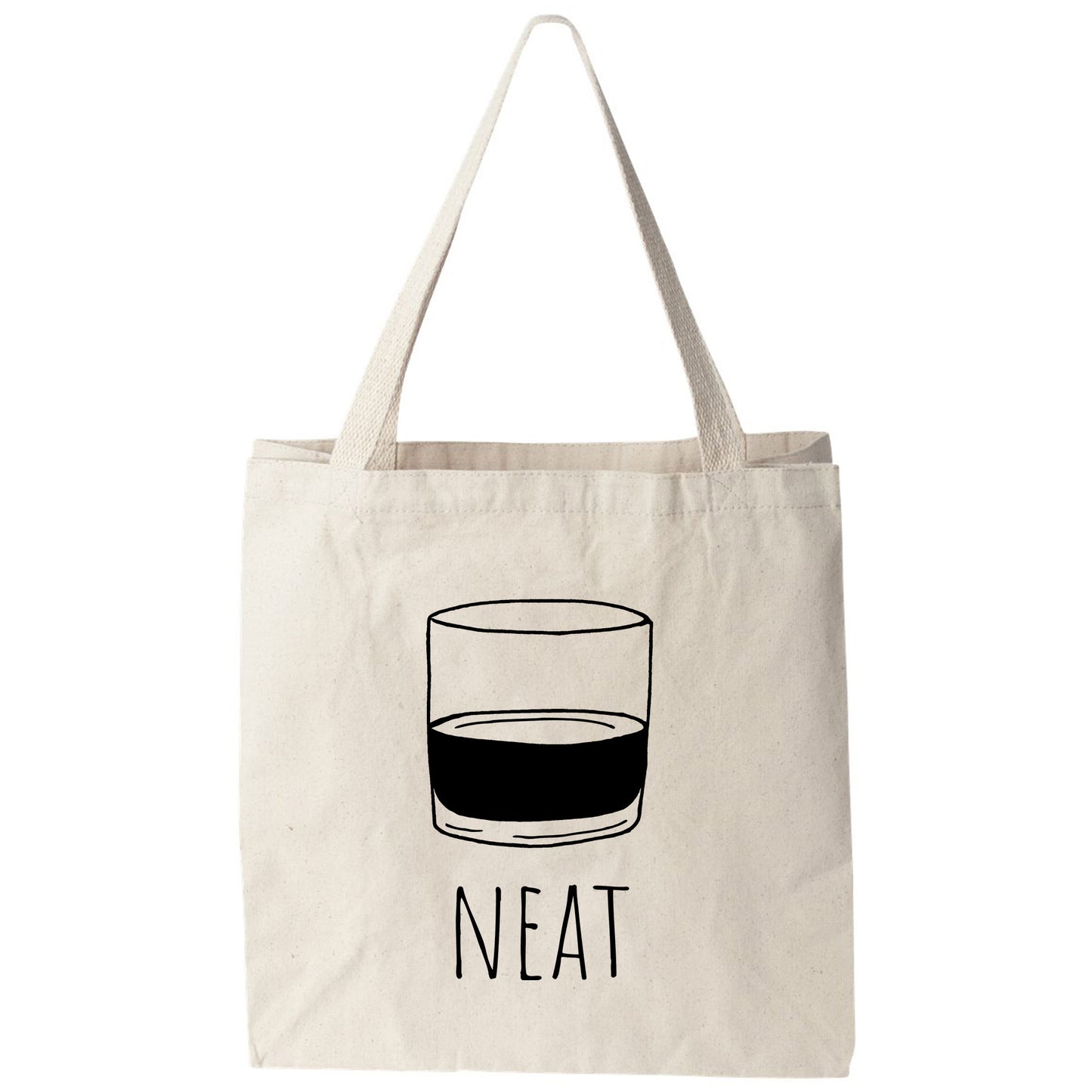 a tote bag with a glass of water on it