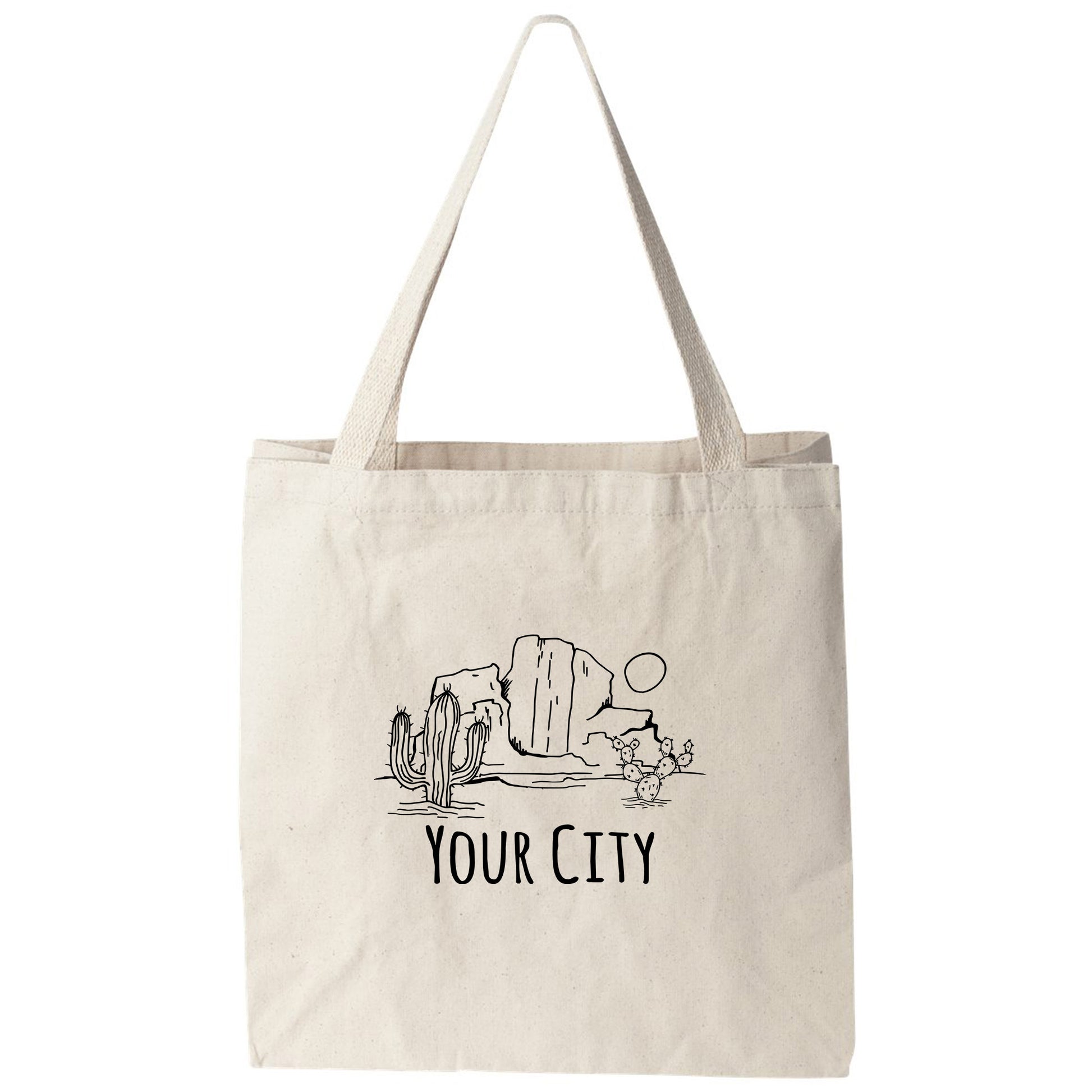 a tote bag that says your city