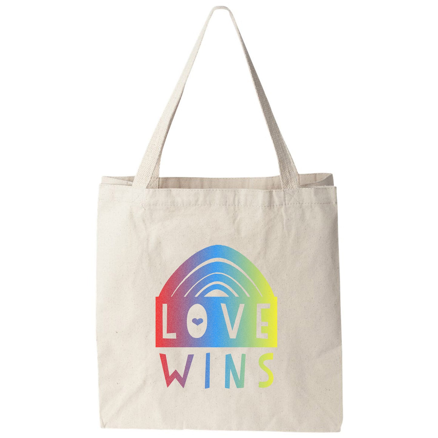 a tote bag with the words love wins on it