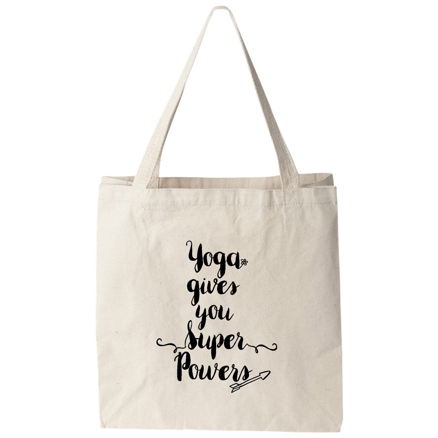 a tote bag that says yoga gives you power