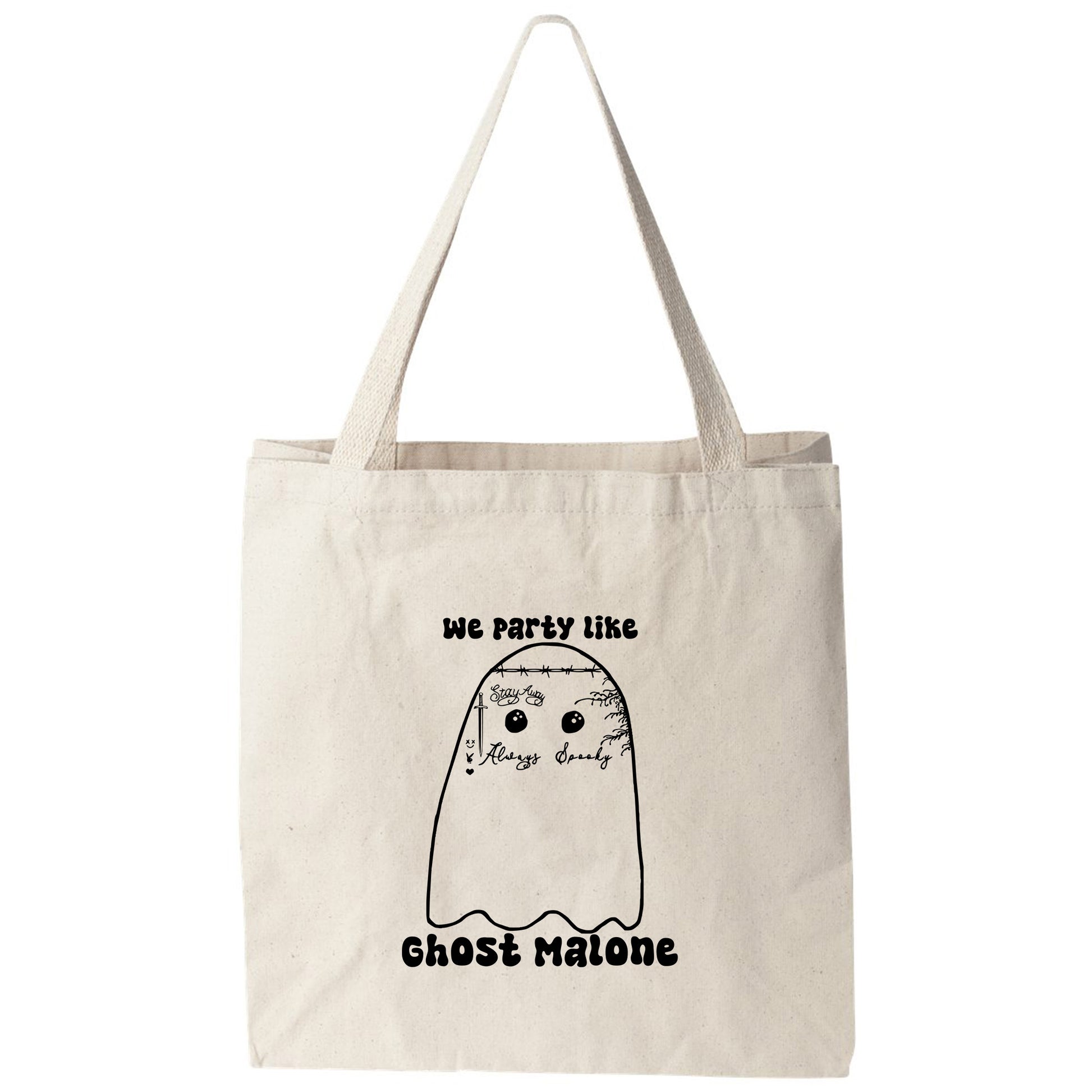 a tote bag with a ghost on it