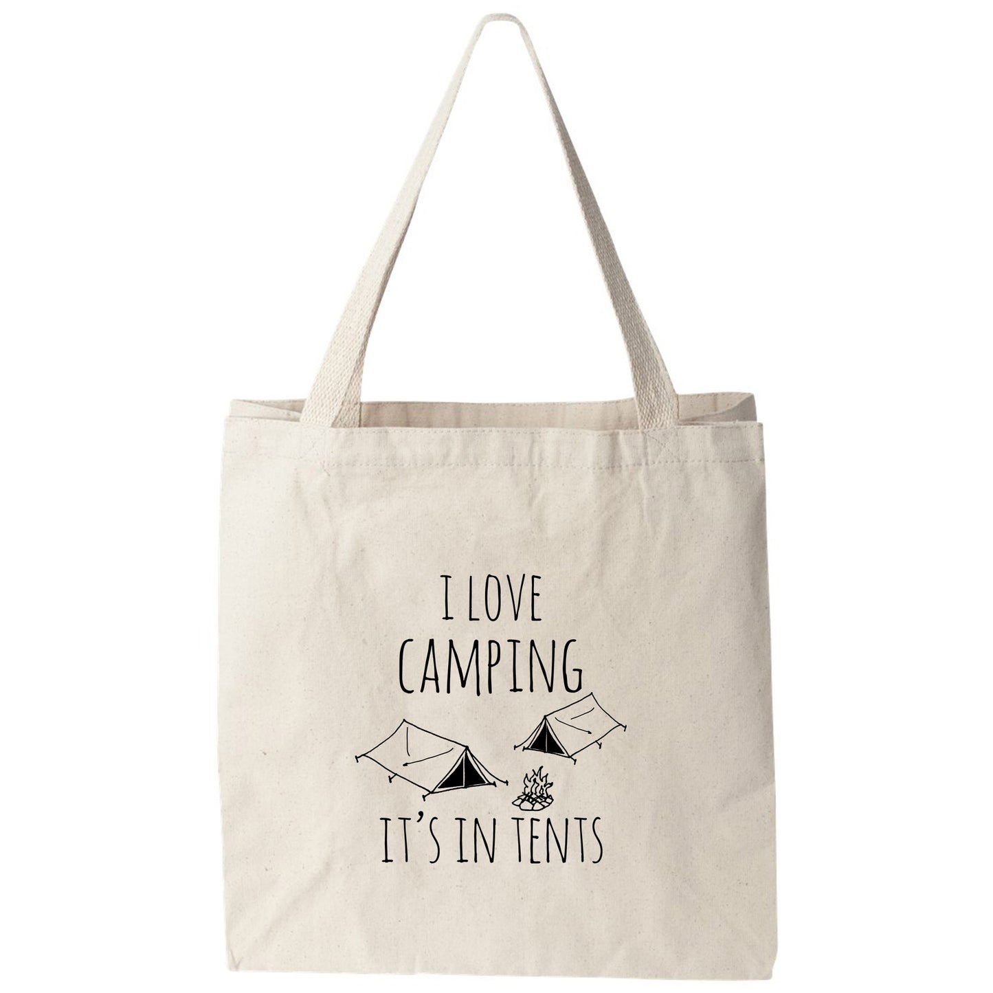 a tote bag that says love camping it's in tents