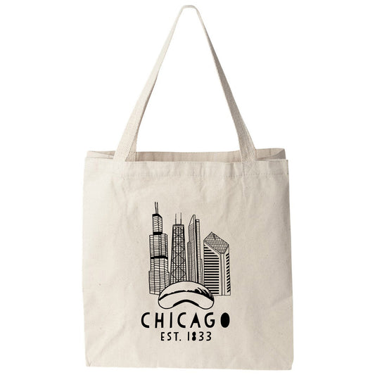 a chicago bag with the chicago skyline on it