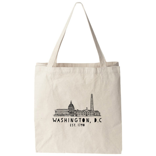 a washington dc tote bag on a white background