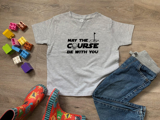 a t - shirt that says, may the course be with you
