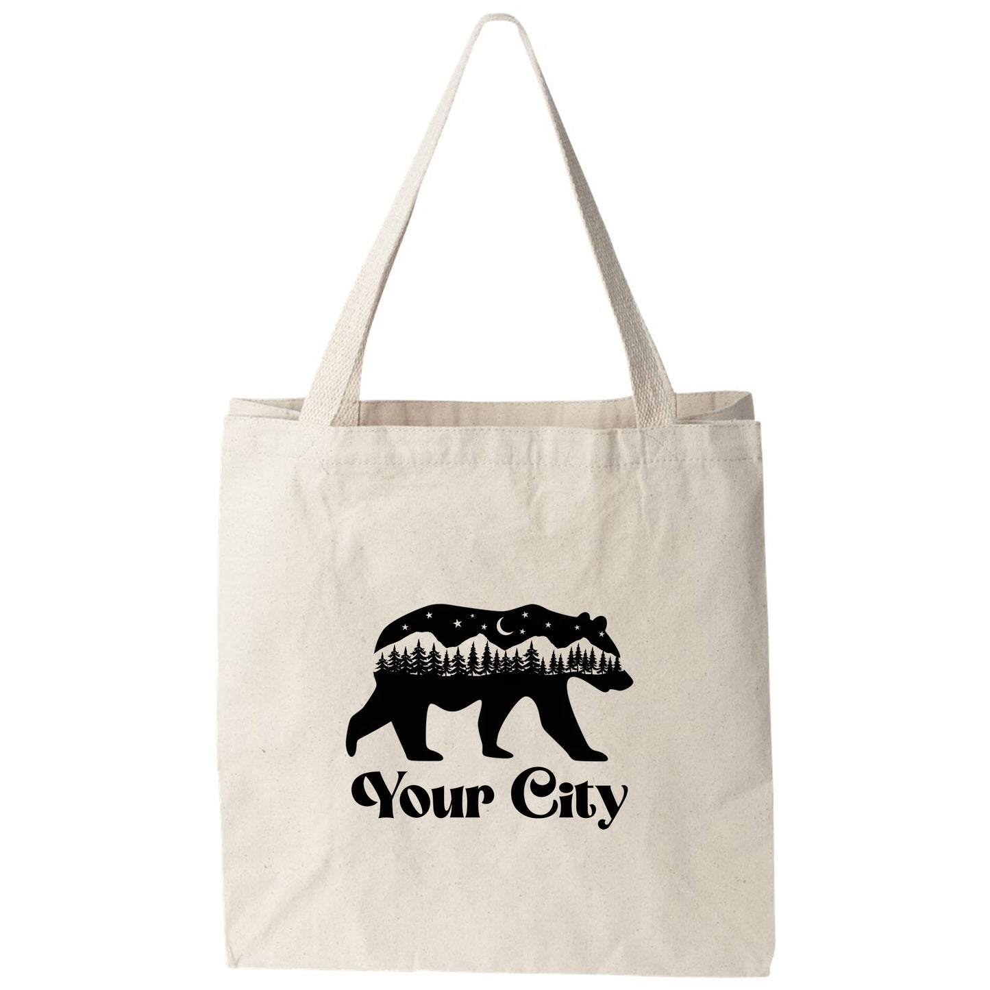 a tote bag with a bear on it