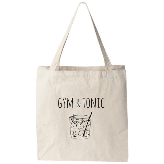 a tote bag that says gym and tonic