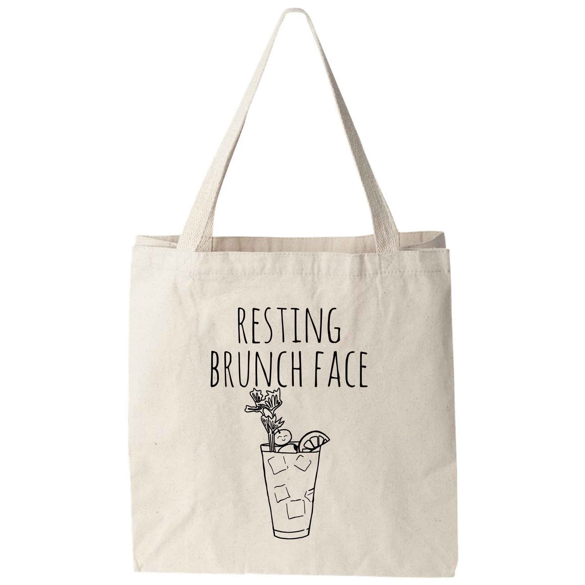 a tote bag with the words resting brunch face on it