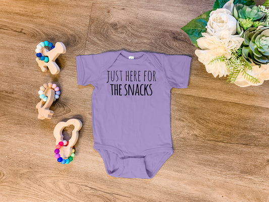 Just Here For The Snacks - Onesie - Heather Gray, Chill, or Lavender