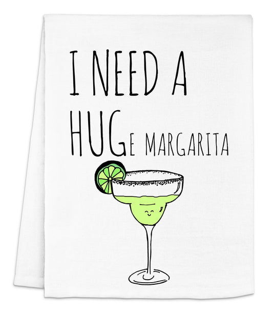 a napkin with a margarita in it that says i need a hug e margarita