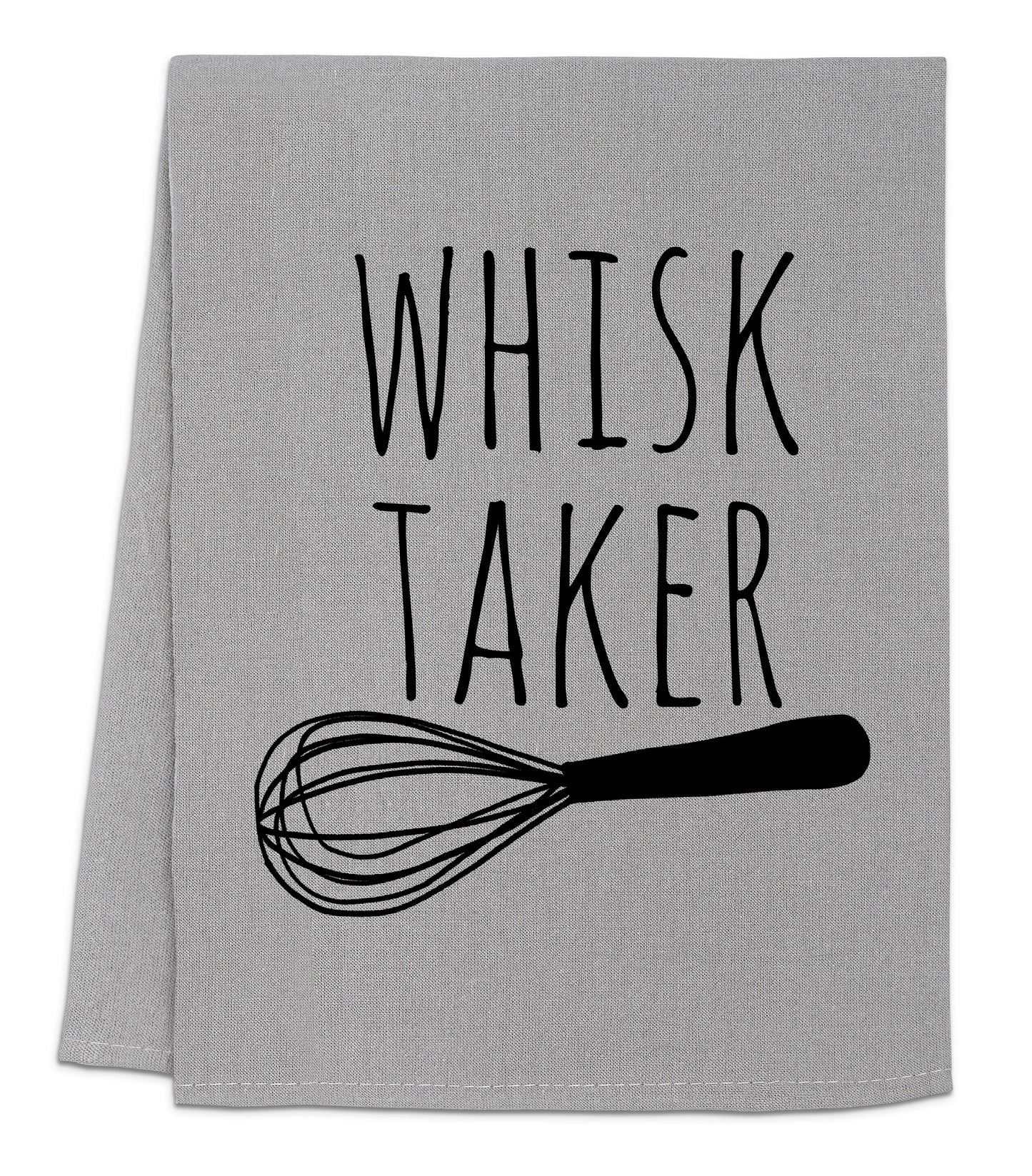 a kitchen towel with a whisk taker on it