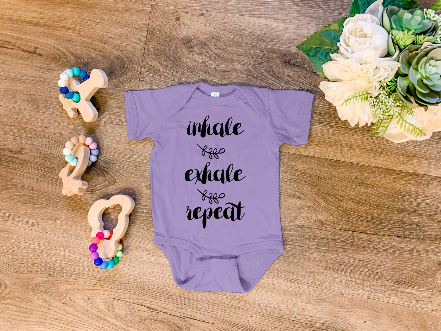 Inhale, Exhale, Repeat - Onesie - Heather Gray, Chill, or Lavender