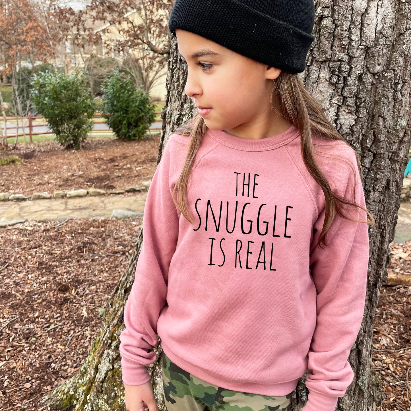 The Snuggle Is Real (Kids) - Kid's Sweatshirt - Heather Gray or Mauve
