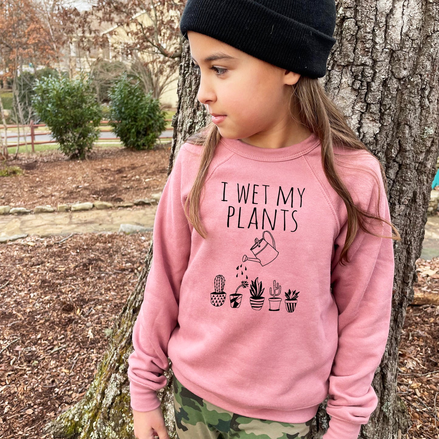 I Wet My Plants - Kid's Sweatshirt - Heather Gray or Mauve