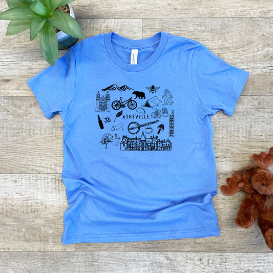 Asheville Collage - Kid's Tee - Columbia Blue or Lavender