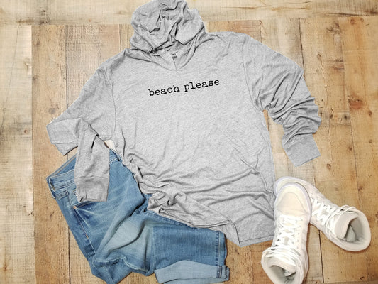 Beach Please - Unisex T-Shirt Hoodie - Heather Gray