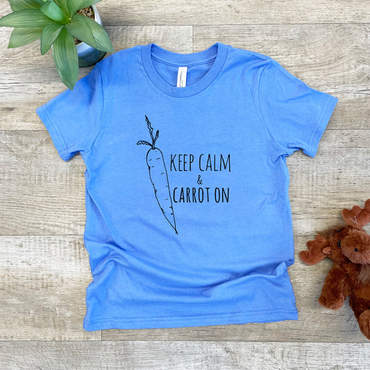 Keep Calm and Carrot On - Kid's Tee - Columbia Blue or Lavender