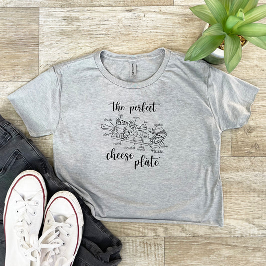 The Perfect Cheese Plate - Women's Crop Tee - Heather Gray or Gold