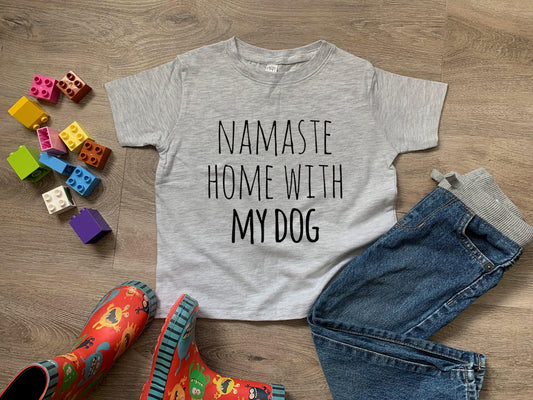 Namaste Home With My Dog - Toddler Tee - Heather Gray