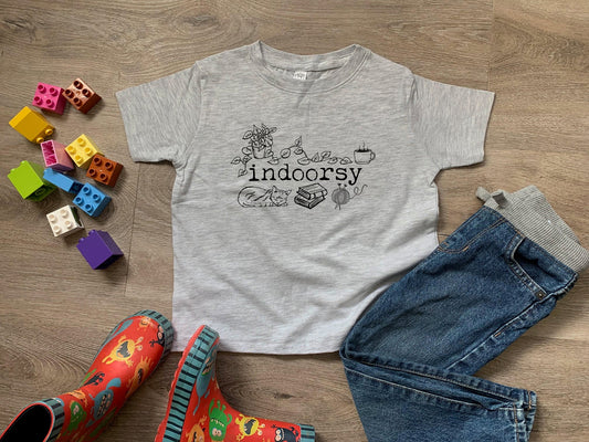 Indoorsy (Introverts, Cat) - Toddler Tee - Heather Gray