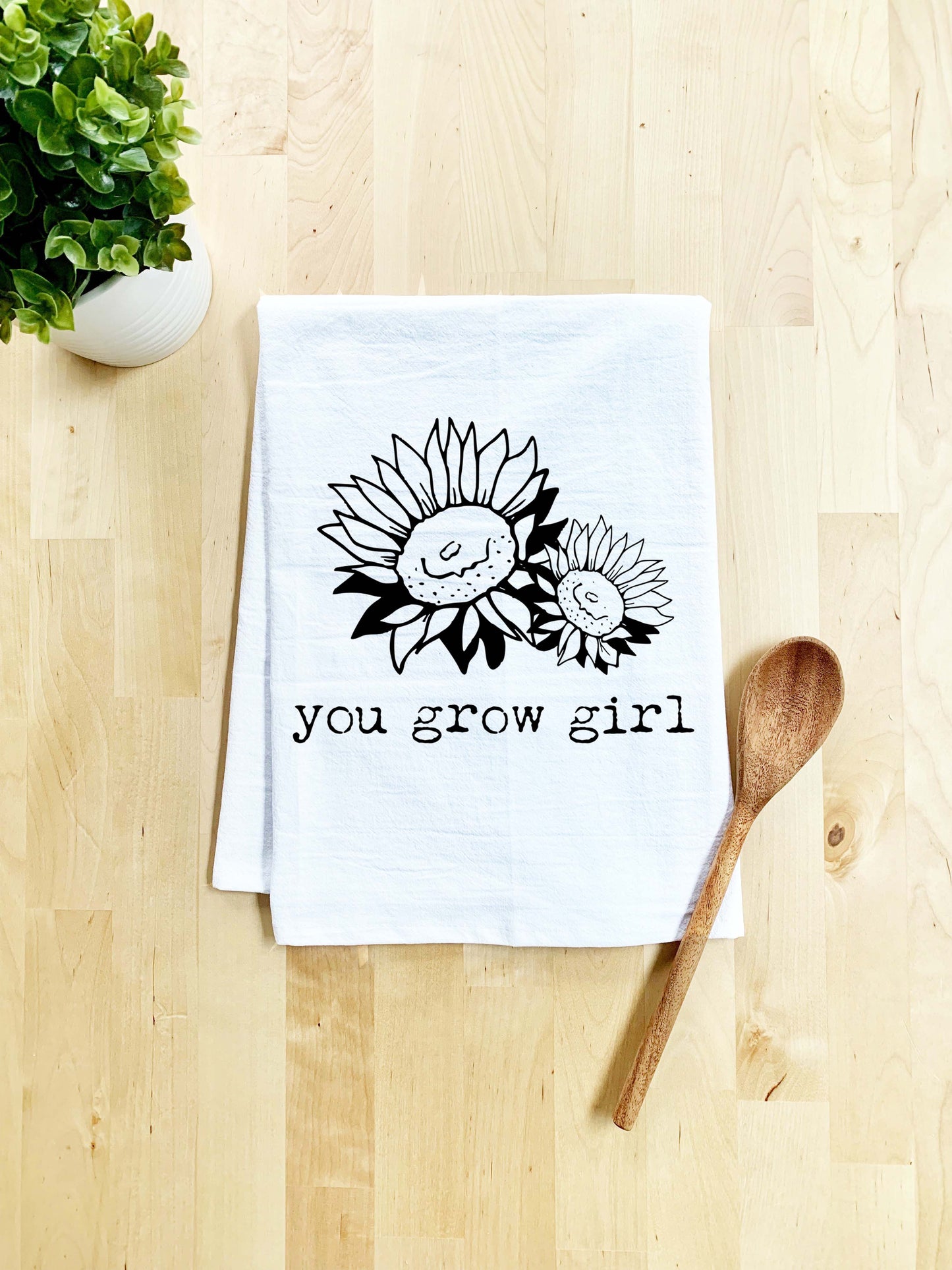 You Grow Girl Dish Towel - White Or Gray - MoonlightMakers