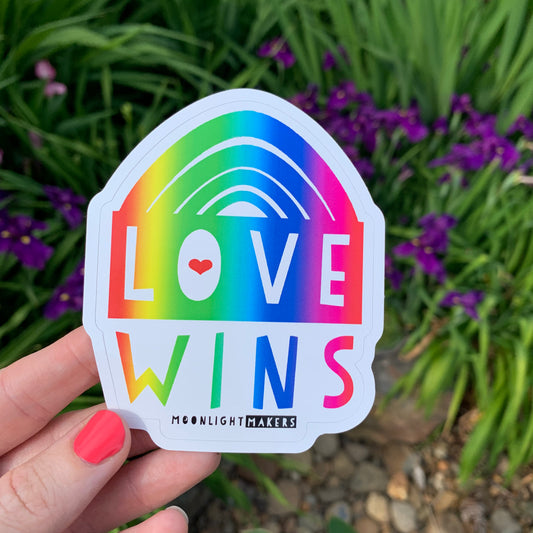 Love Wins - Rainbow Die Cut Sticker - MoonlightMakers