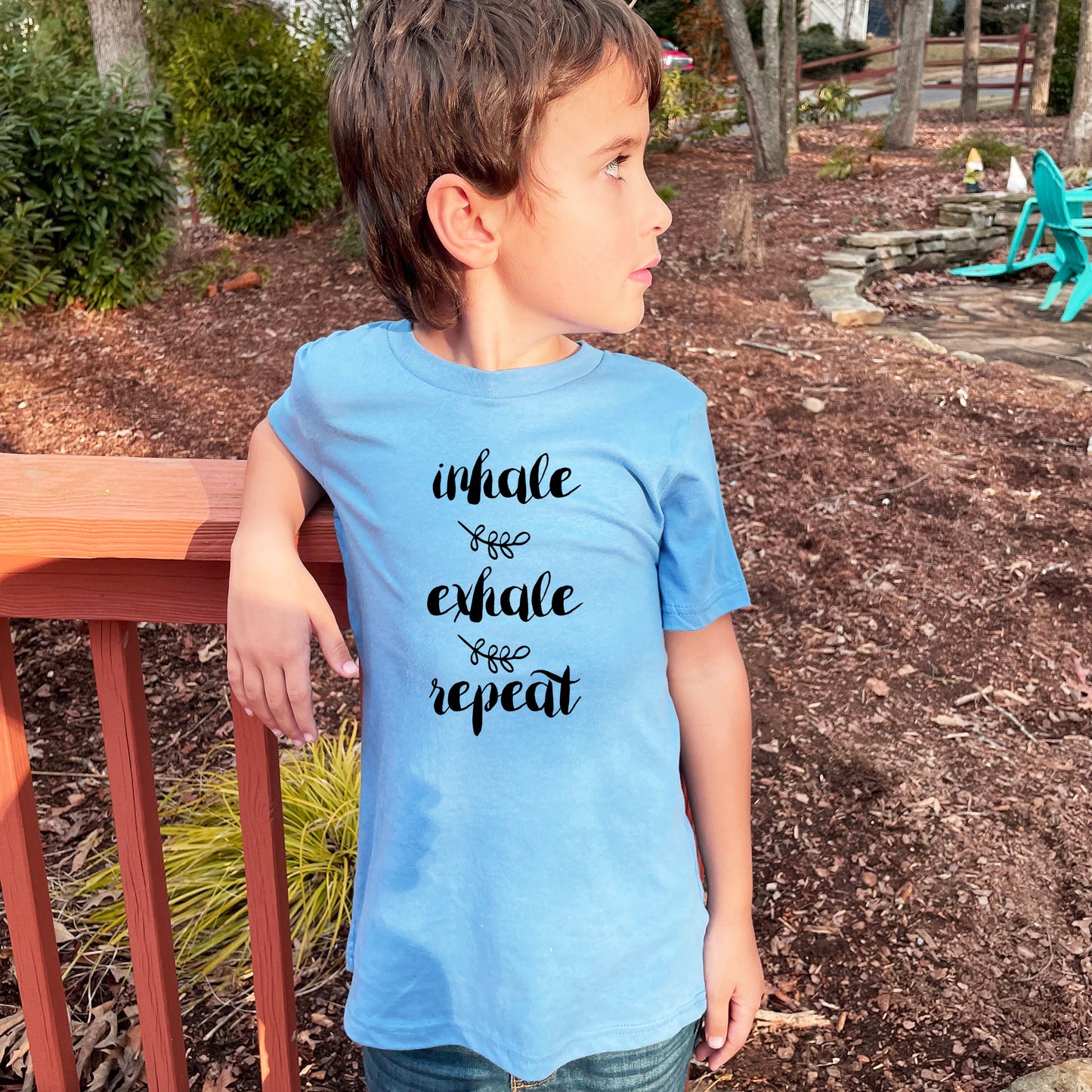 Inhale, Exhale, Repeat - Kid's Tee - Columbia Blue or Lavender