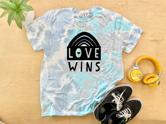 Love Wins - Mens/Unisex Tie Dye Tee - Blue