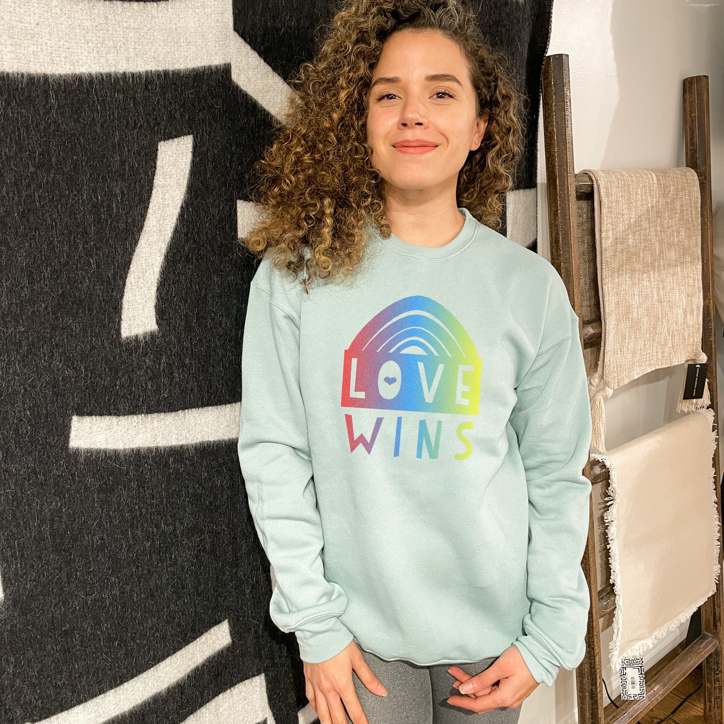 Love Wins (Rainbow) - Unisex Sweatshirt - Heather Gray or Dusty Blue