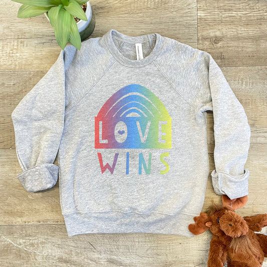 Love Wins (Rainbow) - Kid's Sweatshirt - Heather Gray or Mauve