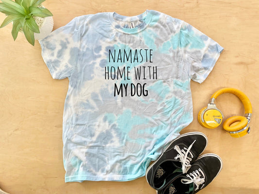 Namaste Home With My Dog - Mens/Unisex Tie Dye Tee - Blue