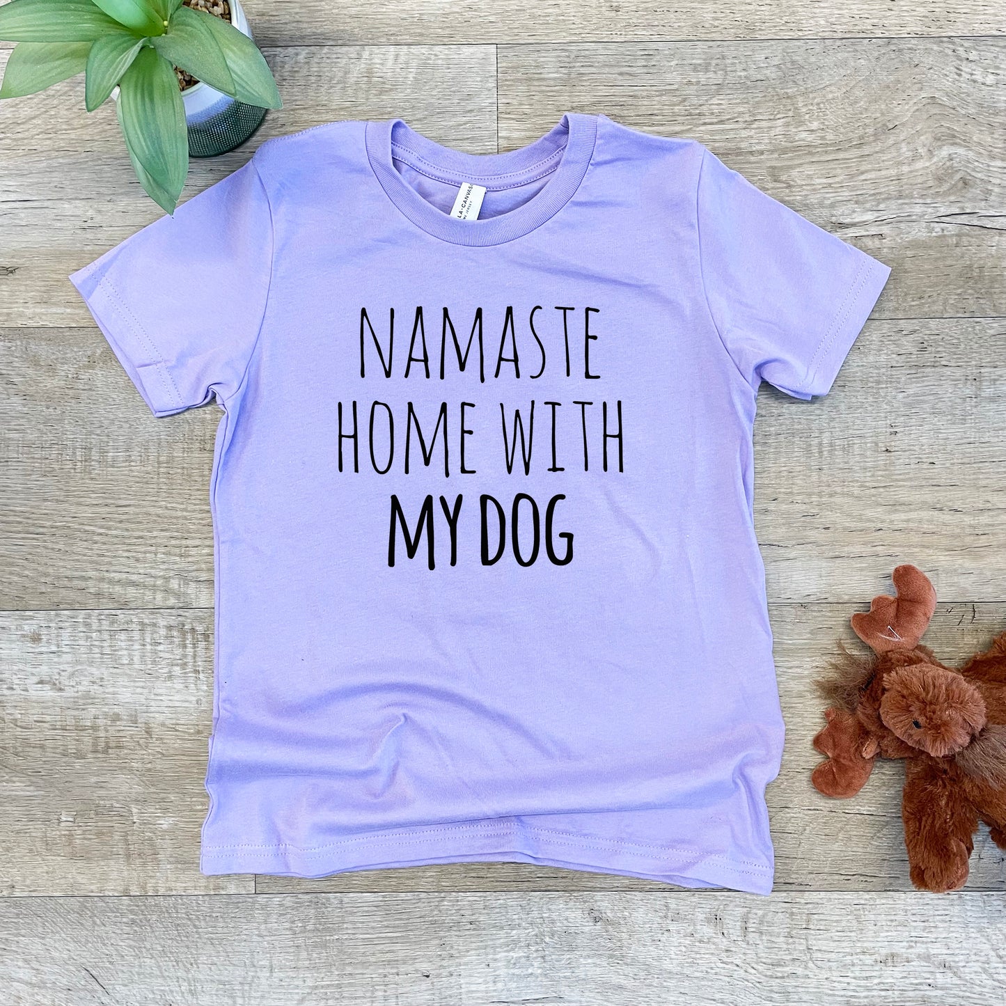 Namaste Home With My Dog - Kid's Tee - Columbia Blue or Lavender