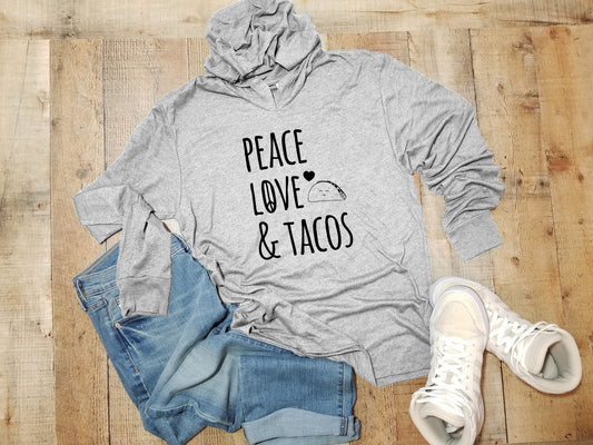 Peace Love & Tacos - Unisex T-Shirt Hoodie - Heather Gray