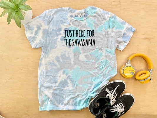 Just Here For The Savasana (Yoga) - Mens/Unisex Tie Dye Tee - Blue