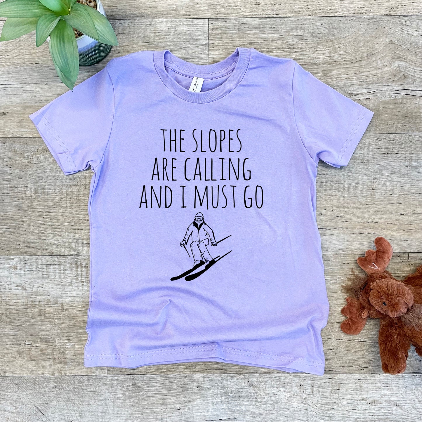 Slopes Are Calling And I Must Go (Skiing) - Kid's Tee - Columbia Blue or Lavender