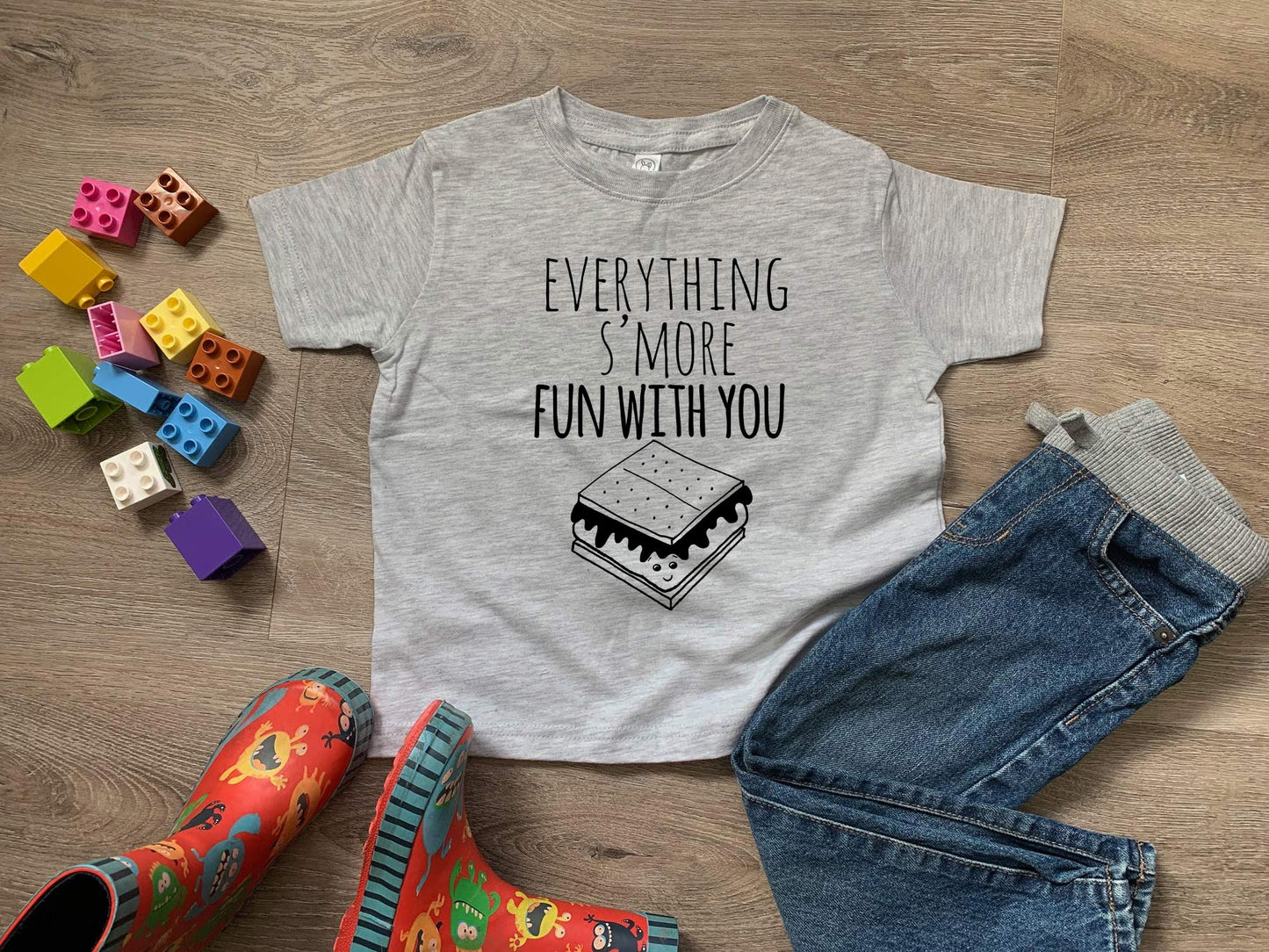Everything S'more Fun With You - Toddler Tee - Heather Gray